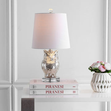 Night Owl 19" Glass/Crystal LED Table Lamp - JONATHAN Y